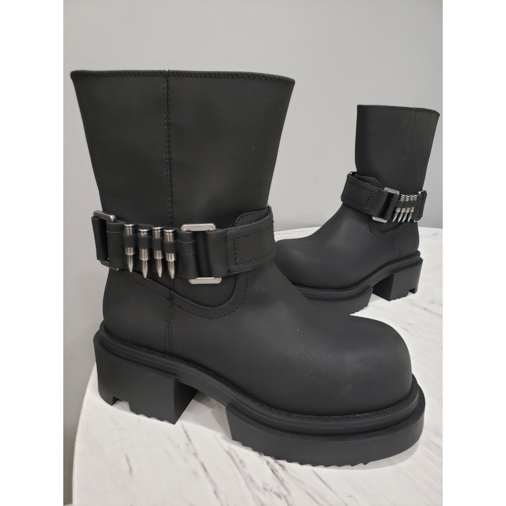 SIZE 11 Dolls Kill Darker Wavs Moto Goth Chunky Platform Bullet Ankle Rave Punk